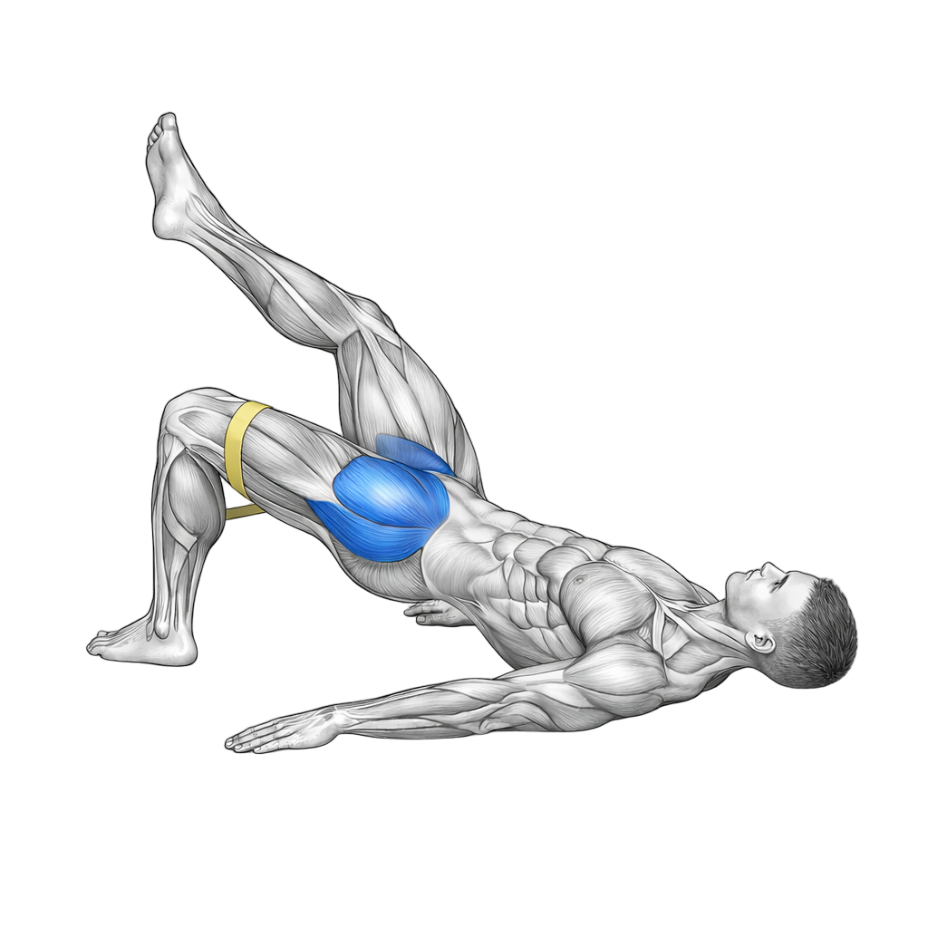 Banded Glute Bridge with Alternating Leg Raise