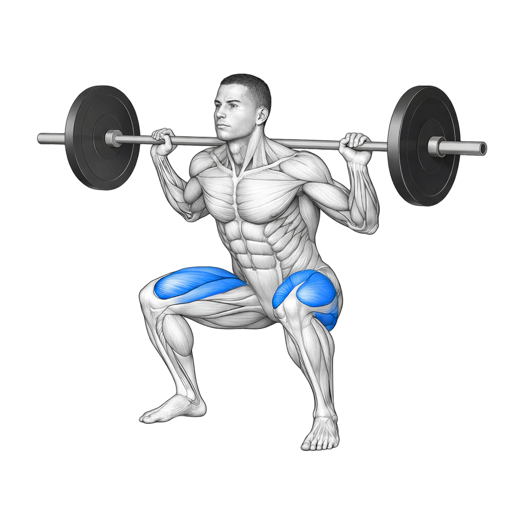 Barbell Back Squat with Deep Partial Squat