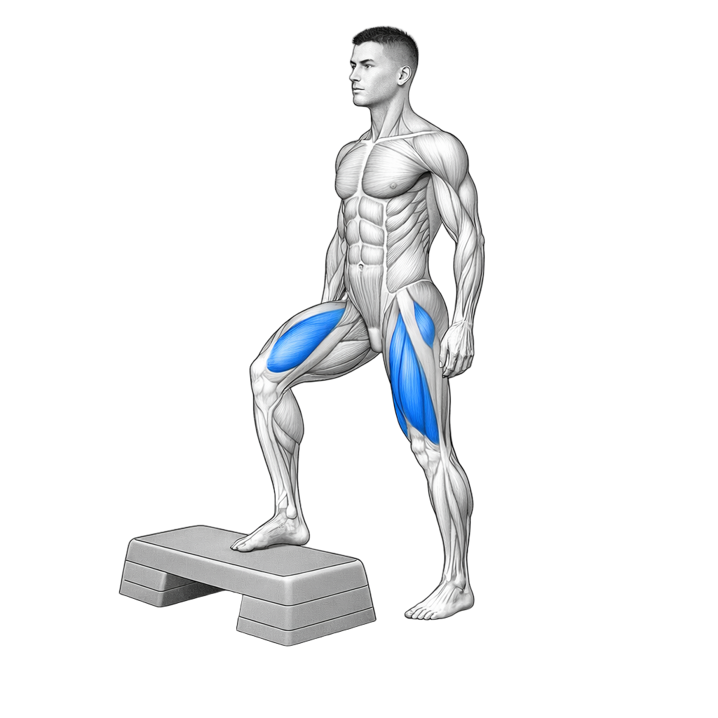 Bodyweight Step Up to Deficit Reverse Lunge