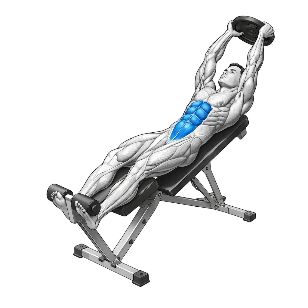 Decline Overhead Weighted Sit Up