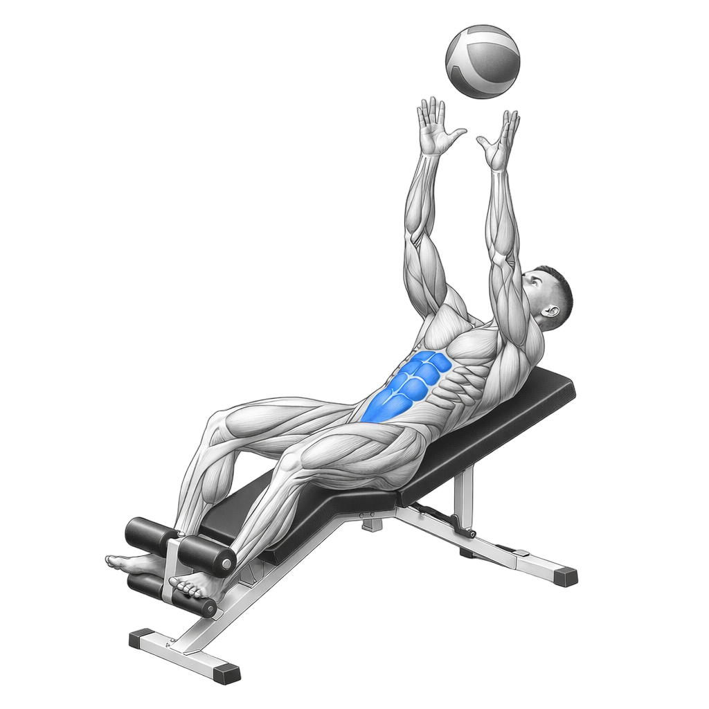 Decline Sit Up with Medicine Ball Toss