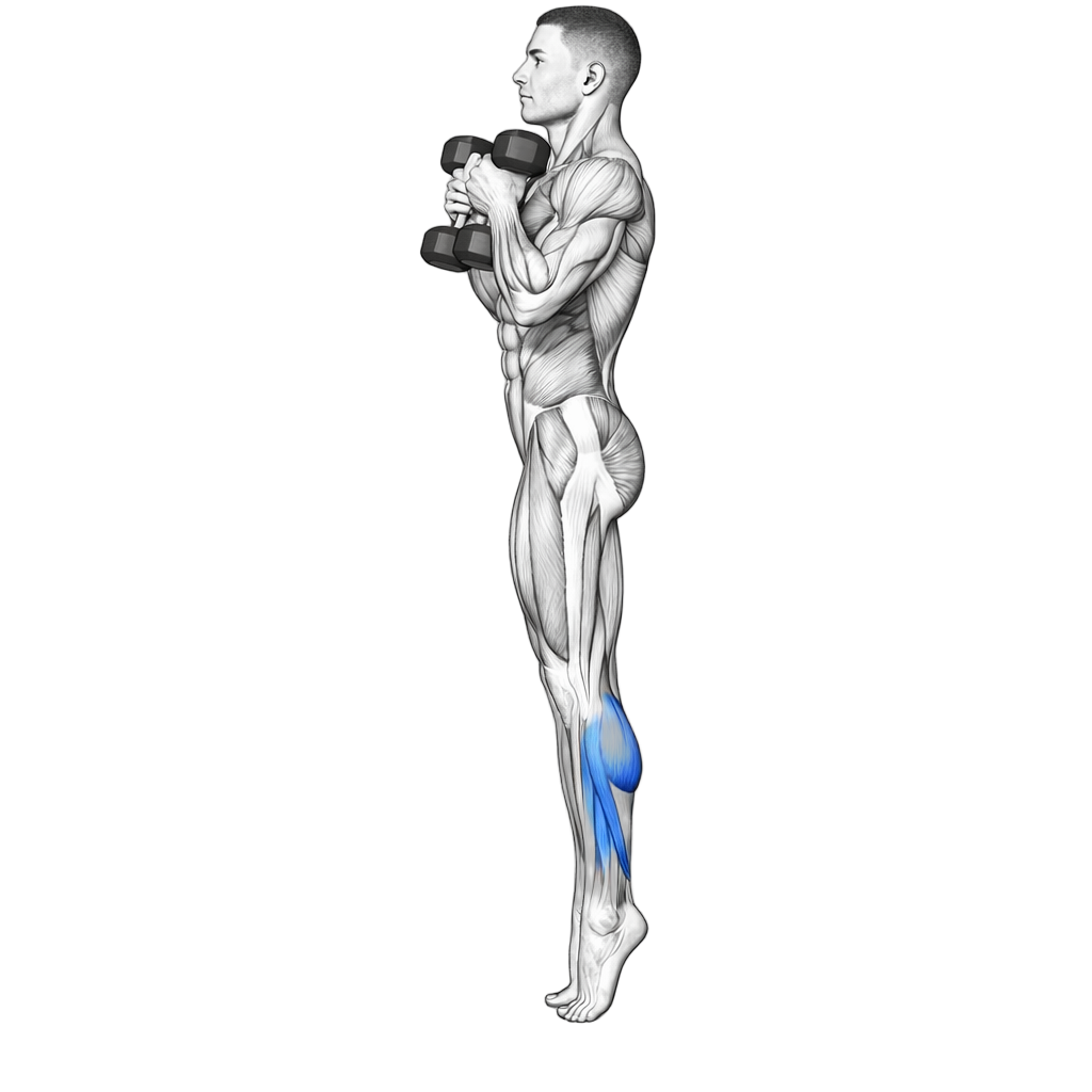 Dumbbell Calf Raise to High Pull