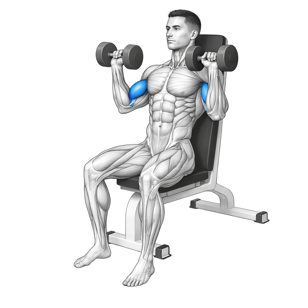 Dumbbell Seated Hammer Curl To Front Press