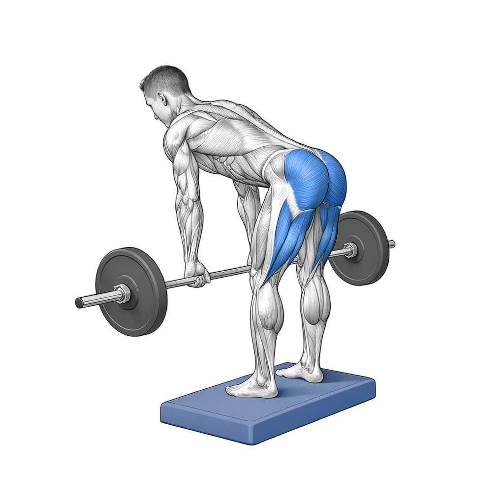 Elevated Platform Barbell Romanian Deadlift