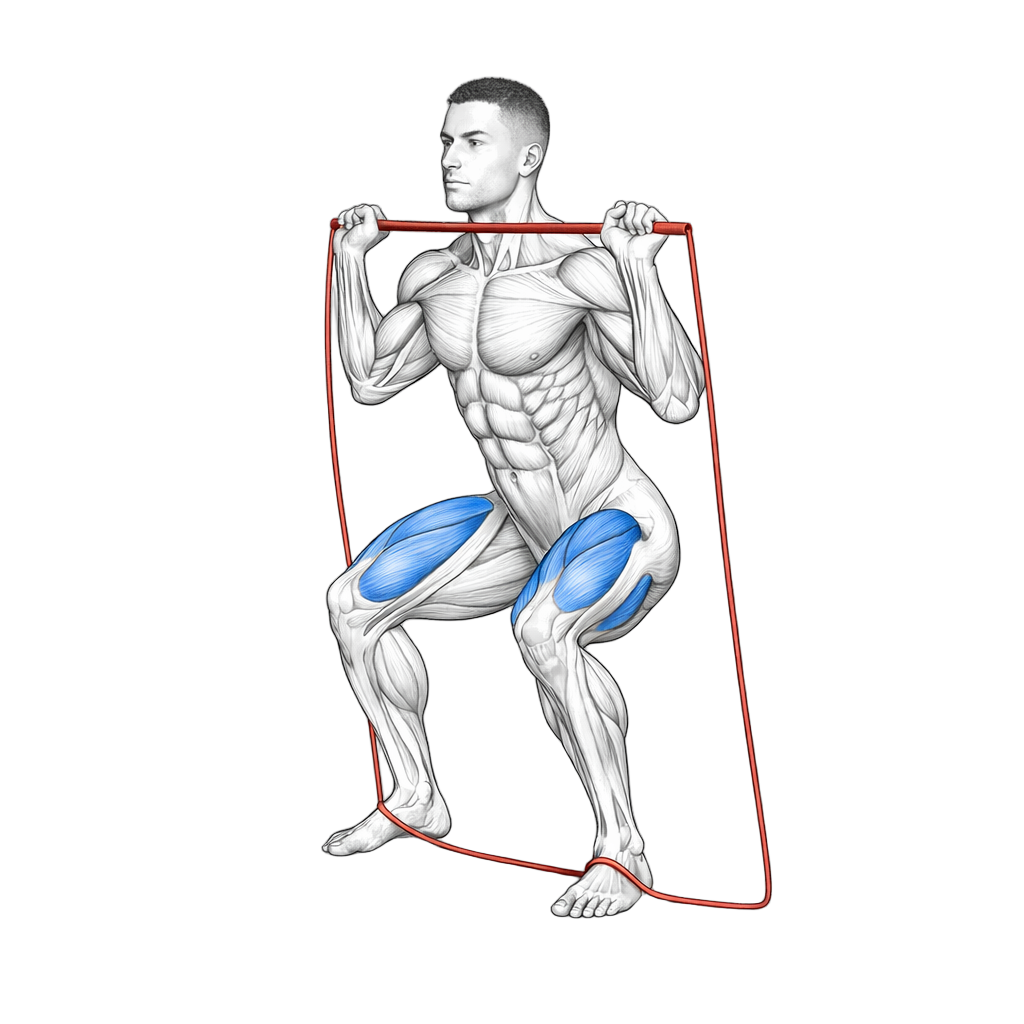 Loop Band Squat to Shoulder Press