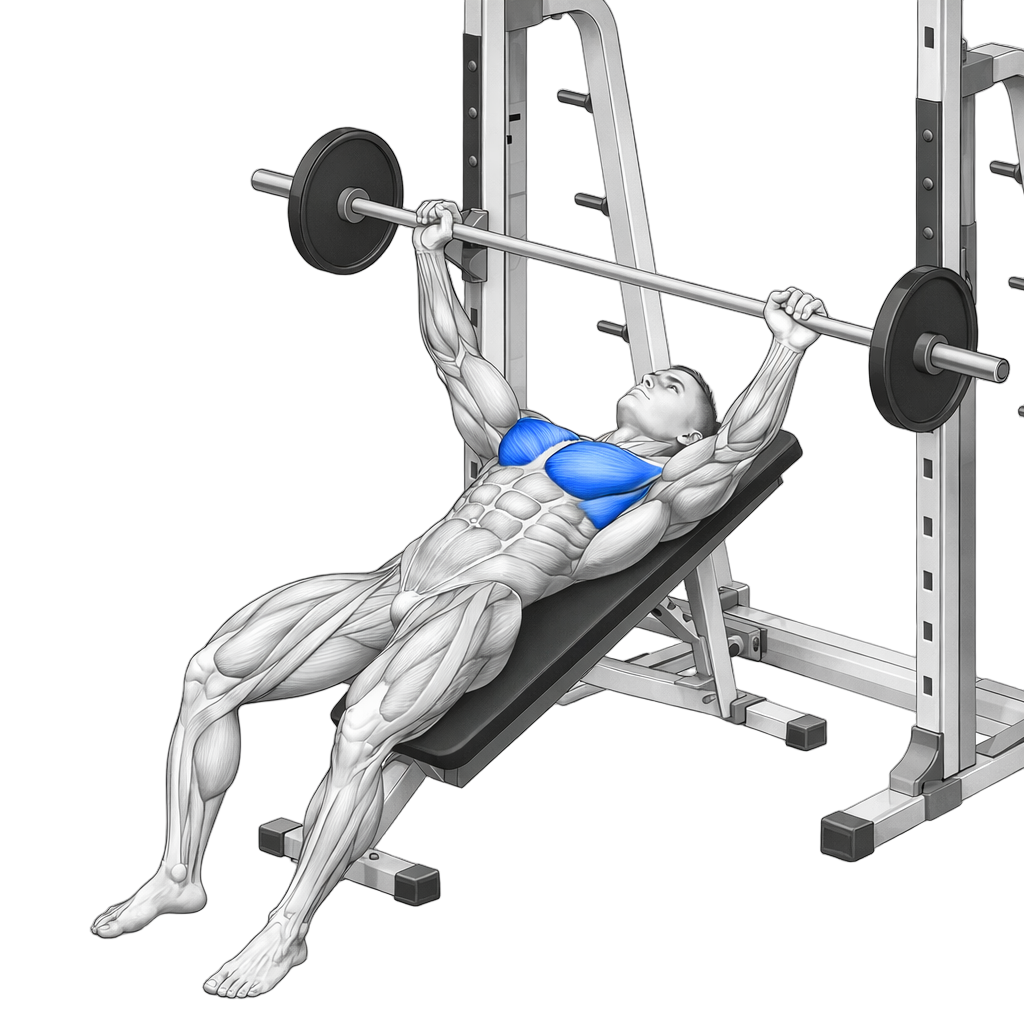 Smith Machine Decline Press exercise demonstration